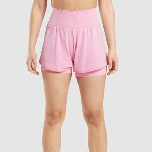 Gymshark Vital Seamless 2-in-1 Shorts in Bright Purple Marl and Sorbet Pink Marl